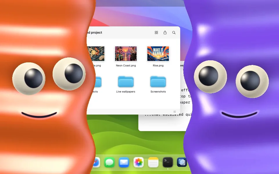 Peekaboo effect over a demo Mac desktop